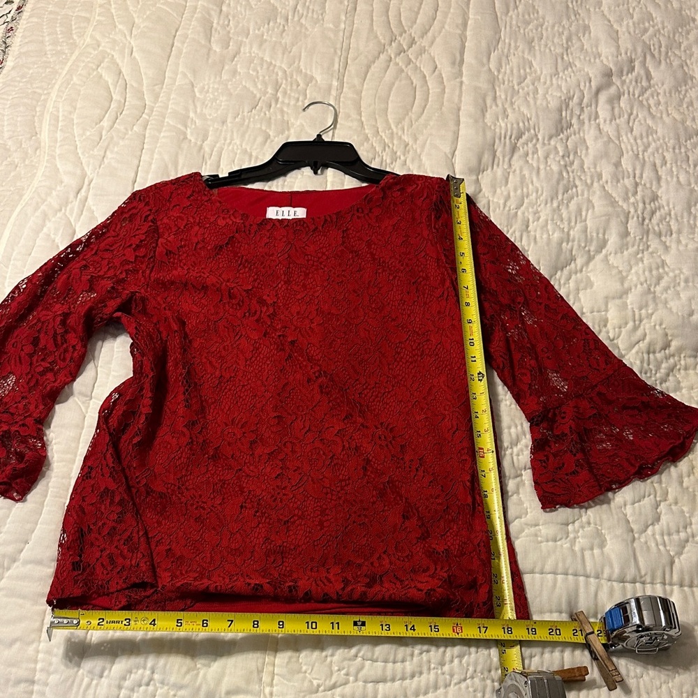 Elle Red Lace Blouse